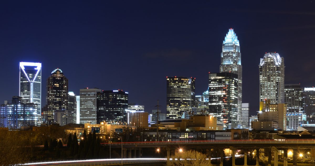 Skyline of uptown charlotte night home away from home